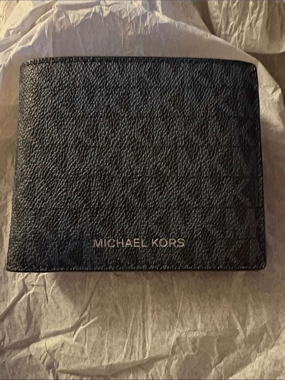 Michael Kors Black Leather Money Clip Wallet with Logo